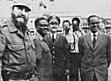 Fidel Castro, Agostinho Neto, Raúl Castro y Osvaldo Dorticós en el aeropuerto de la HaBana en julio de 1976.