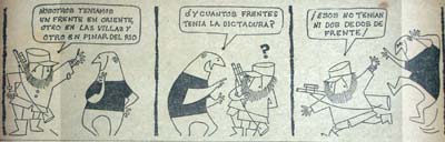 Tira humorística dibujada por Nuez sin El Loquito, pero con Fidel. Apareció en Zig-Zag (No. 1051, 24 de enero de 1959)