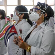 Llegada a Cuba de los colaboradores de la salud que se encontraban prestando servicios en Surinam, combatiendo la epidemia de la Covid 19 Foto: José Manuel Correa