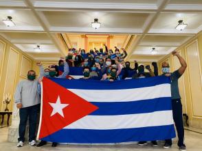 Diplomáticos cubanos de la Embajada de Cuba en Washington celebraron el 1ro. de Mayo de 2020, Día Internacional de los Trabajadores. Foto: Tomada del Twitter de la, Embajada de Cuba en EE.UU. 