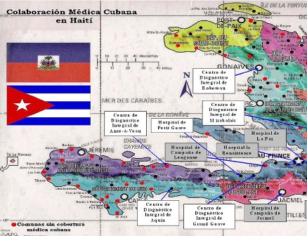 Ubicación  de los hospitales cubanos en Haití