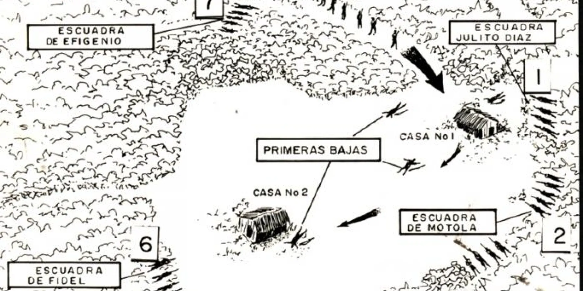 Croquis del Combate Llanos del Infierno, 22 de enero de 1957.