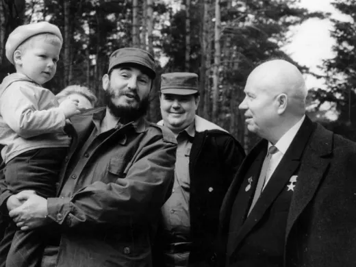 Fidel Castro, Nikita Jrushchov, Leonid Brézhnev y Emilio Aragonés en la URSS