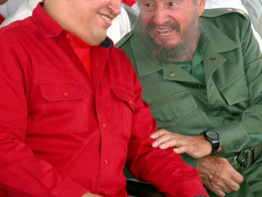 Fidel y Chávez, en la Feria
