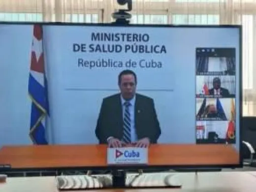 Intervención del Ministro de Salud Pública sobre Emergencias Sanitarias en la 73ª Asamblea Mundial de la Salud reanudada Foto: Minsap Intervención del Ministro de Salud Pública sobre Emergencias Sanitarias en la 73ª Asamblea Mundial de la Salud reanudada Foto: Minsap