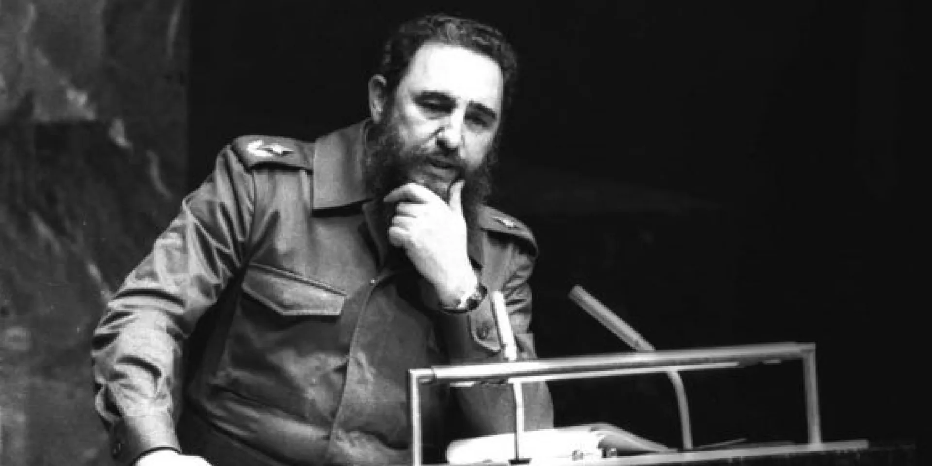Fidel pronuncia un memorable discurso en el XXXIV Periodo de Sesiones de la Asamblea General de ONU, como presidente de los Países No Alineados. Foto: Joaquin Viñas. Fecha: 12.10.1979.
