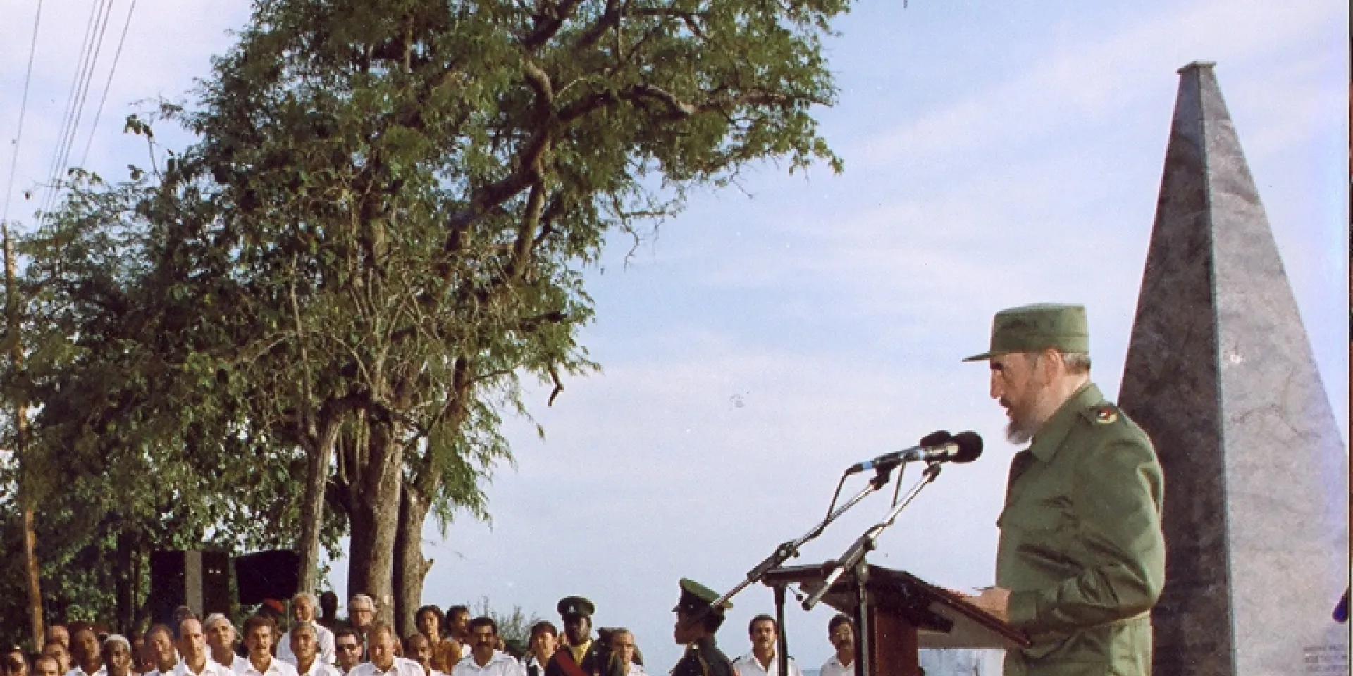 Durante un acto político en Bridgetown, Barbados, en conmemoración por el Crimen de Barbados, 1ro de agosto de 1998. Foto: Estudios Revolución