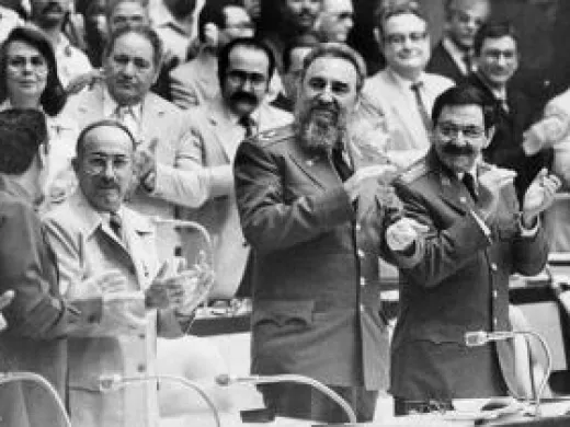 Junto a Raúl Castro y José Machado Ventura en el Tercer Congreso del Partido Comunista de Cuba (PCC)