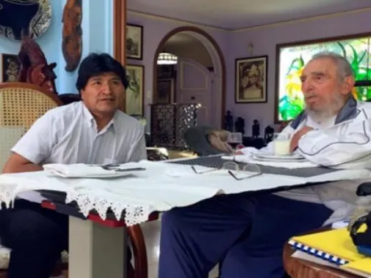 Fidel Castro y Evo Morales en Cuba