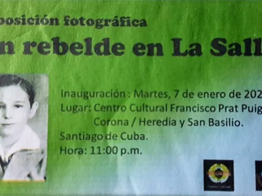 La exposición está conformada por 12 fotografías que recogen momentos del paso de Fidel por el colegio La Salle. Foto: ACN.