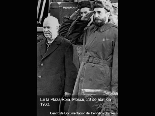 Junto a Nikita Jrushchov en visita oficial a la URSS Fidel Castro y Nikita Jrushchov